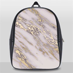 Marble With Metallic Gold Intrusions On Gray White Stone Texture Pastel Rose Pink Background School Bag (large) by genx