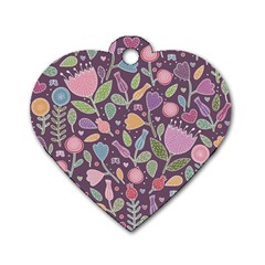 Floral Pattern Dog Tag Heart (one Side)