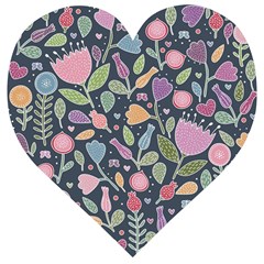 Floral Pattern Wooden Puzzle Heart by Valentinaart