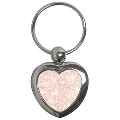 Rose Gold Pink Glitters Metallic Finish Party Texture Imitation Pattern Key Chain (heart) by genx