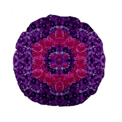 Flowers And Purple Suprise To Love And Enjoy Standard 15  Premium Round Cushions by pepitasart