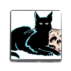 Black Cat & Halloween Skull Memory Card Reader (square 5 Slot) by gothicandhalloweenstore