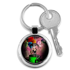 Cute Little Harlequin Key Chain (round) by FantasyWorld7