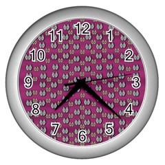 Sweet Fury Cats On Color Wall Clock (silver) by pepitasart