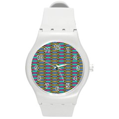 Seamless Tile Pattern Round Plastic Sport Watch (m)