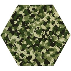 Dark Green Camouflage Army Wooden Puzzle Hexagon