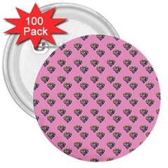 Patchwork Heart Pink 3  Buttons (100 Pack)  by snowwhitegirl