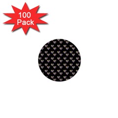 Patchwork Heart Black 1  Mini Buttons (100 Pack)  by snowwhitegirl