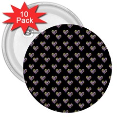 Patchwork Heart Black 3  Buttons (10 Pack)  by snowwhitegirl