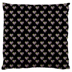 Patchwork Heart Black Large Flano Cushion Case (one Side) by snowwhitegirl