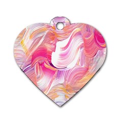 Pink Paint Brush Dog Tag Heart (two Sides) by designsbymallika