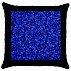 Blue Fancy Ornate Print Pattern Throw Pillow Case (black) by dflcprintsclothing