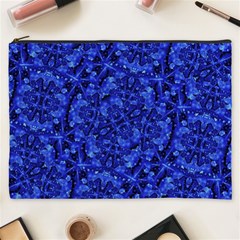 Blue Fancy Ornate Print Pattern Cosmetic Bag (xxxl)