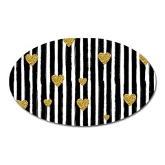 Stripes Heart Pattern Oval Magnet by designsbymallika