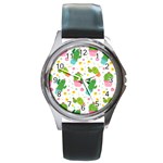 cactus pattern Round Metal Watch Front