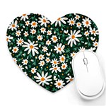 white floral pattern Heart Mousepads Front