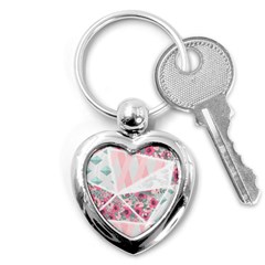 Pink Patchwork Key Chain (heart) by designsbymallika