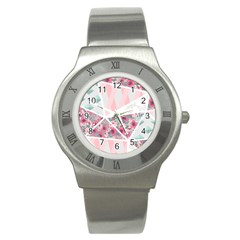 Pink Patchwork Stainless Steel Watch by designsbymallika