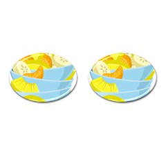 Salad Fruit Mixed Bowl Stacked Cufflinks (oval)