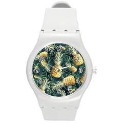 Pattern Ananas Tropical Round Plastic Sport Watch (m)