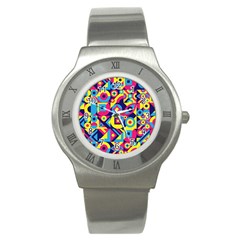 Doodle Pattern Stainless Steel Watch by designsbymallika