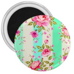 Stripes Floral Print 3  Magnets by designsbymallika