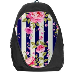 Stripes Floral Print Backpack Bag by designsbymallika