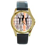 Zappwaits Court Round Gold Metal Watch Front