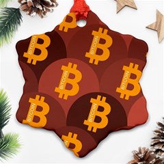 Cryptocurrency Bitcoin Digital Snowflake Ornament (two Sides) by HermanTelo