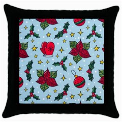 Colorful Funny Christmas Pattern Throw Pillow Case (black) by Vaneshart