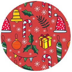 Colorful Funny Christmas Pattern Wooden Bottle Opener (round)