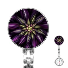 Fractal Flower Floral Abstract Stainless Steel Nurses Watch