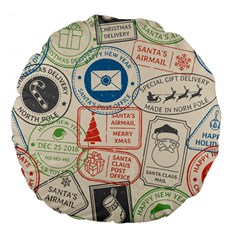 Christmas Postal Pattern Large 18  Premium Flano Round Cushions