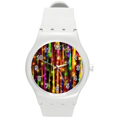 Illustrations Star Bands Wallpaper Round Plastic Sport Watch (m)