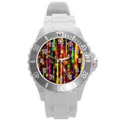 Illustrations Star Bands Wallpaper Round Plastic Sport Watch (l)