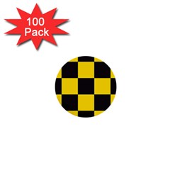 Checkerboard Pattern Black And Yellow Ancap Libertarian 1  Mini Buttons (100 Pack)  by snek