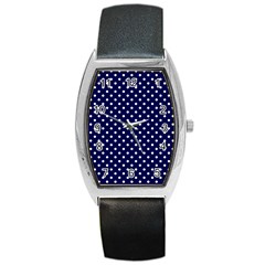 Pois Blanc/marine Barrel Style Metal Watch