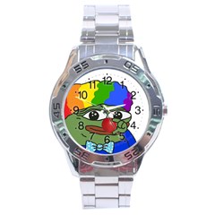 Clown World Pepe The Frog Honkhonk Meme Kekistan Funny Stainless Steel Analogue Watch by snek