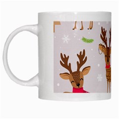 Christmas Seamless Pattern With Reindeer White Mugs