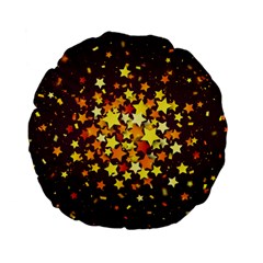 Colorful Confetti Stars Paper Particles Scattering Randomly Dark Background With Explosion Golden St Standard 15  Premium Flano Round Cushions