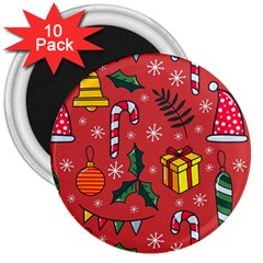 Colorful Funny Christmas Pattern 3  Magnets (10 Pack)  by Vaneshart