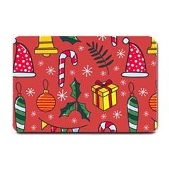 Colorful Funny Christmas Pattern Small Doormat  by Vaneshart