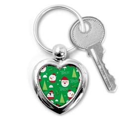 Cute Face Christmas Character Cute Santa Claus Reindeer Snowman Penguin Key Chain (heart) by Vaneshart