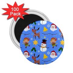 Funny Christmas Pattern With Snowman Reindeer 2 25  Magnets (100 Pack)  by Vaneshart