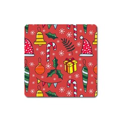 Colorful Funny Christmas Pattern Square Magnet by Vaneshart