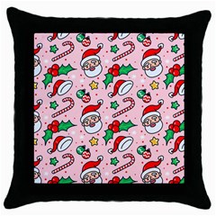 Colorful Funny Christmas Pattern Santa Claus Throw Pillow Case (black) by Vaneshart