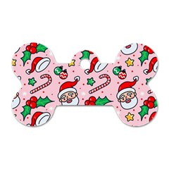 Colorful Funny Christmas Pattern Santa Claus Dog Tag Bone (two Sides) by Vaneshart