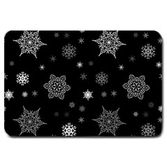 Christmas Snowflake Seamless Pattern With Tiled Falling Snow Large Doormat  by Vaneshart