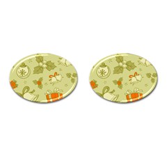 Vintage Christmas Pattern Cufflinks (oval) by Vaneshart