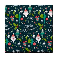 Funny Christmas Pattern Background Tile Coaster by Vaneshart